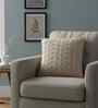 Beige 100% Cotton Classical 18X18 Inches Knitted Cushion Cover