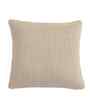 Beige 100% Cotton Knitted Purl 16X16 Inches Knitted Cushion Cover