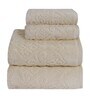 Beige 100% Cotton Solid 550 GSM 4 Pieces Towel Set