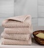 Beige 100% Cotton Solid 550 GSM Face Towels (Set of 4)