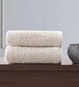 Beige 100% Cotton Solid 550 GSM Hand Towels (Set of 2)