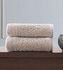 Beige 100% Cotton Solid 550 GSM Hand Towels (Set of 2)