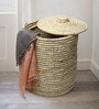Beige 100% Dry Grass 14x14 Inches Laundry Basket