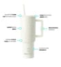Beige 1200ml Stainless Steel Double Insulated Leak Proof Coffee Tumbler with Lid & Straw