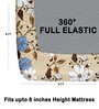 Beige 200 TC Floral Cotton Fitted Double Bedsheet 2 Pillow covers