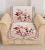 Beige 5 Seater Floral 10Pcs Sofa Covers