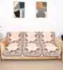 Beige 5 Seater Floral 10Pcs Sofa Covers