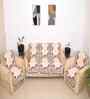 Beige 5 Seater Floral 10Pcs Sofa Covers