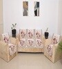 Beige 5 Seater Floral 10Pcs Sofa Covers