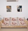 Beige 5 Seater Floral 10Pcs Sofa Covers
