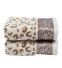 Beige Patterned 560 GSM Cotton Hand Towels (Set of 2)
