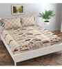 Beige Abstract 144 TC Cotton King Fitted Bedsheet Bedsheet 2 Pillow Prime Collection