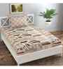 Beige Abstract 144 TC Cotton Single Bed Sheet Bedsheet 1 Pillow Prime Collection