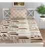 Beige Abstract 144 TC Cotton Single Bed Sheet Bedsheet 1 Pillow Prime Collection
