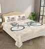Beige Abstract 180 TC Cotton  King Sized Bedsheet with 2 Pillow Covers