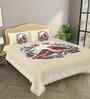 Beige Abstract 180 TC Cotton  King Sized Bedsheet with 2 Pillow Covers