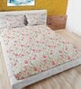 Beige Abstract 180 TC Cotton King Bedsheet with 2 Pillow Covers