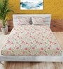 Beige Abstract 180 TC Cotton King Bedsheet with 2 Pillow Covers