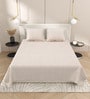 Beige Abstract 220 Tc Cotton Super King Bedsheet With 2 Pillow Covers