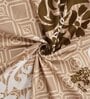 Beige Abstract 220 TC Microfibre King Size Fitted Bedsheet With 2 Pillow Covers