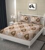 Beige Abstract 220 TC Microfibre King Size Fitted Bedsheet With 2 Pillow Covers