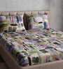 Beige Abstract 300 TC 100% Cotton Queen Sized Bed Sheets with 2 Pillow Covers