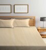 Beige Abstract 300 TC Cotton Blend Double King Sized Bedsheet With 2 Pillow Covers