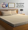Beige Abstract 300 TC Cotton Blend Double King Sized Bedsheet With 2 Pillow Covers