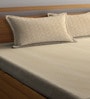 Beige Abstract 300 TC Cotton Blend Double King Sized Bedsheet With 2 Pillow Covers