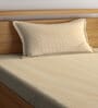 Beige Abstract 300 TC Cotton Blend Single Bedsheet with 1 Pillow Cover