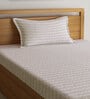 Beige Abstract 300 TC Cotton Fitted Single Bedsheet with 1 Pillow Cover