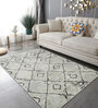 Beige Geometric 4 Ft X 6 Ft Machine Made Carpet