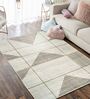 Beige Geometric 4 Ft X 6 Ft Machine Made Carpet