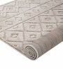 Beige Abstract Polyester 3 x 5 Feet Machine Made Carpet