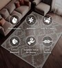 Beige Abstract Polyester 5 ft X 7 ft Machine Made Carpet
