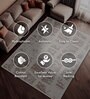 Beige Abstract Polyester 5 ft X 7 ft Machine Made Carpet