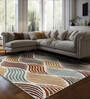 Beige Abstract Polypropylene 6 ft x 9 ft Machine Made Carpet