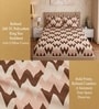 Beige Abstract 260 TC Polycotton Double Flat Bedsheet with 2 Frill Pillow Covers