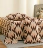 Beige Abstract 260 TC Polycotton Double Flat Bedsheet with 2 Frill Pillow Covers