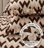 Beige Abstract 260 TC Polycotton Double Flat Bedsheet with 2 Frill Pillow Covers