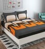 Beige Abstract 160 TC Cotton Blend Queen Sized Bed Sheets with 2 Pillow Covers