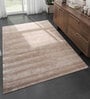 Beige Abstract Viscose 5 ft X 8 ft Hand Tufted Rectangle Carpet