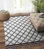 Beige Geometric Wool 5ft x 8 ft Hand Knotted Carpet