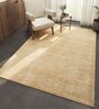 Beige Abstract Wool 6 ft X 9 ft Hand Woven Carpet