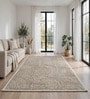 Beige Abstract Wool And Cotton 7 X 5 Feet Hand Tufted Carpet