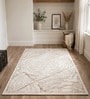 Beige Abstract Wool And Cotton 8 X 5 Feet Hand Tufted Carpet