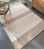 Beige Abstract Wool and Viscose 4 ft X 6 ft Hand Tufted Carpet