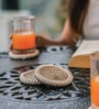 Beige Acacia Wood  (Set of 4) Jute Coaster
