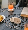 Beige Acacia Wood  (Set of 4) Jute Coaster