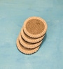 Beige Acacia Wood  (Set of 4) Jute Coaster